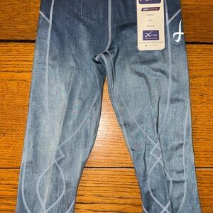 CW-X Denim Blue 3/4 Stabilyx Support Activewear Leggings Tights NWT